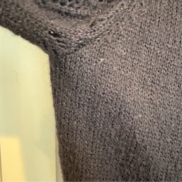 Sezane Black Pointelle Knit Cardigan Sweater Mohair Elegant Luxury Womens Large - Picture 5 of 12